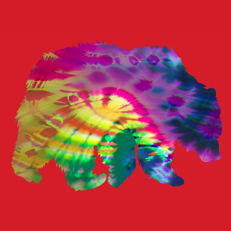 Bear Silhouette Tie Dye Batik Pattern