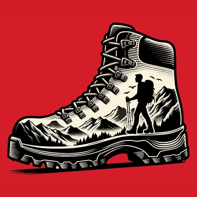 Drawing Hiker Bergwanderschuh