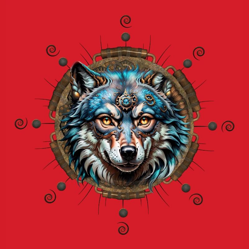 Fantastischer Steampunk-Wolf.