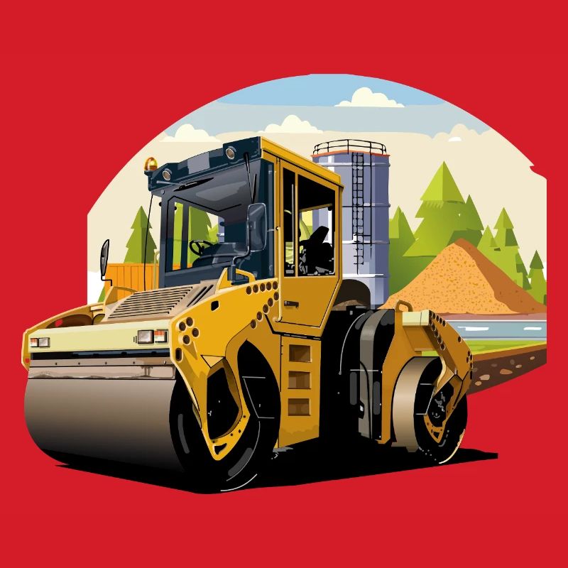 Road roller at work