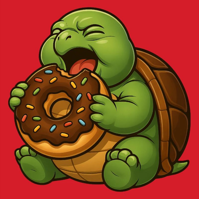Cute Turtle with Donut Snacking Dessert