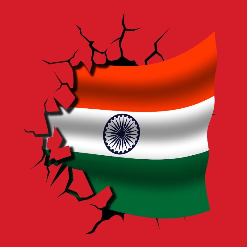 Drapeau de l’Inde - Inde - Drapeau Broken Design