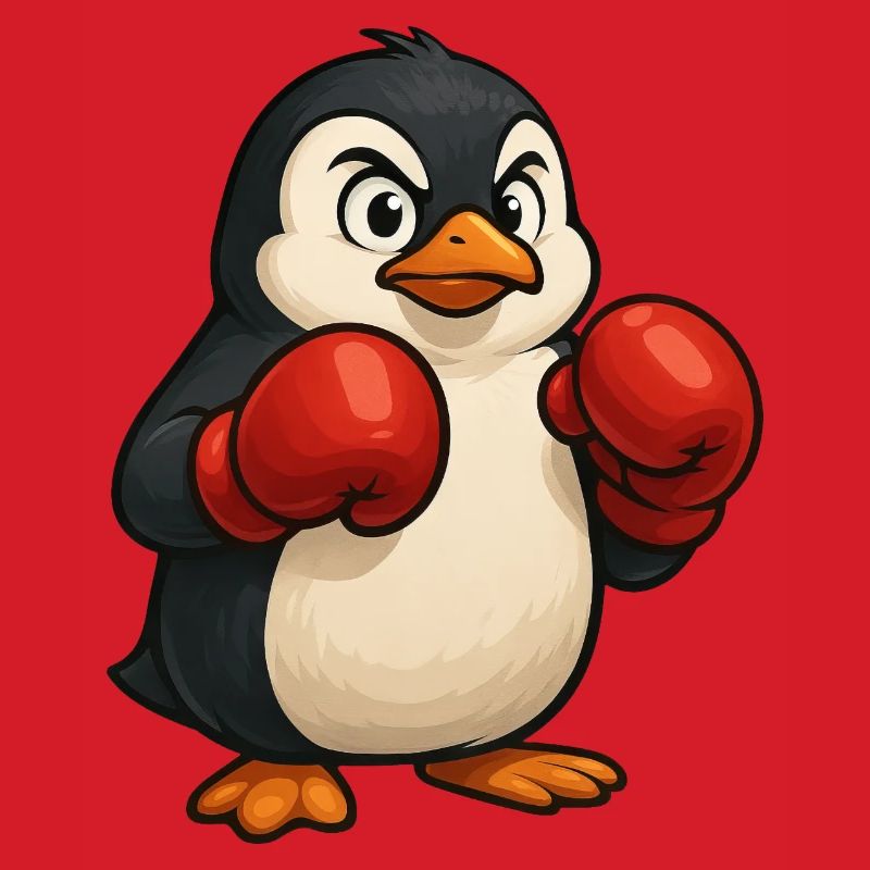 Cool pingouin boxer se bat dans la conception de dessin animé