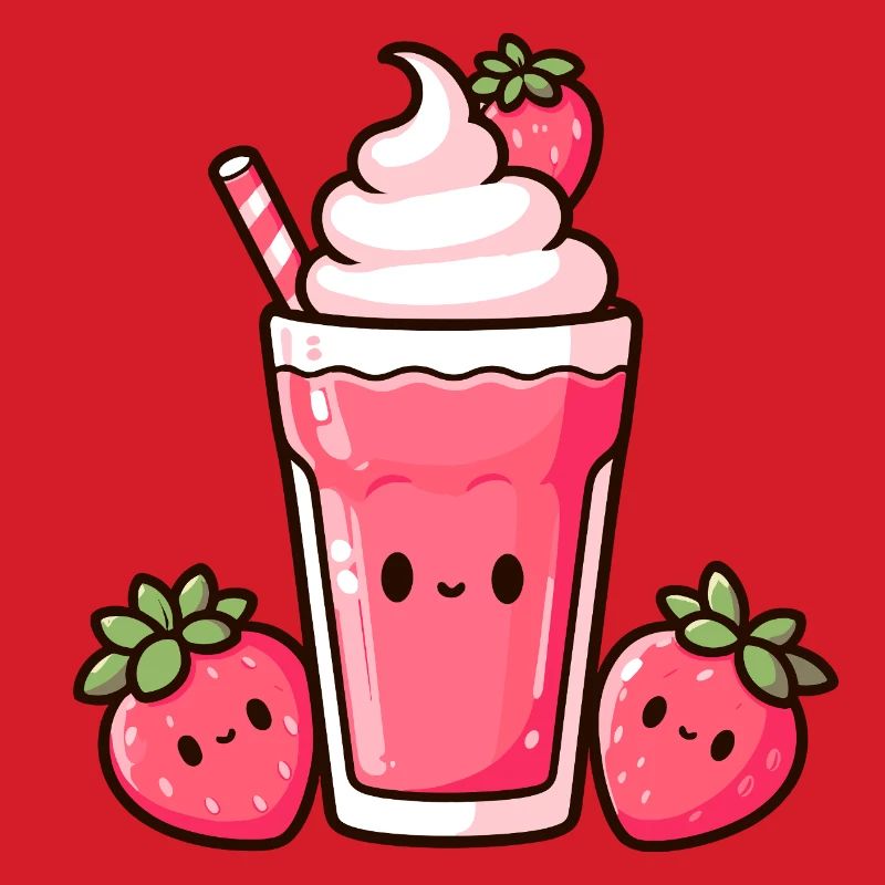 Kawaii Erdbeer-Milchshake Design