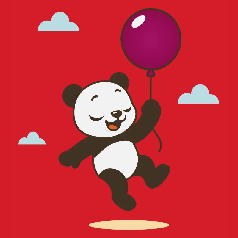 Fröhlicher Panda mit Luftballon