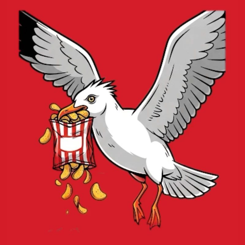 Seagull with Chips Snack Design