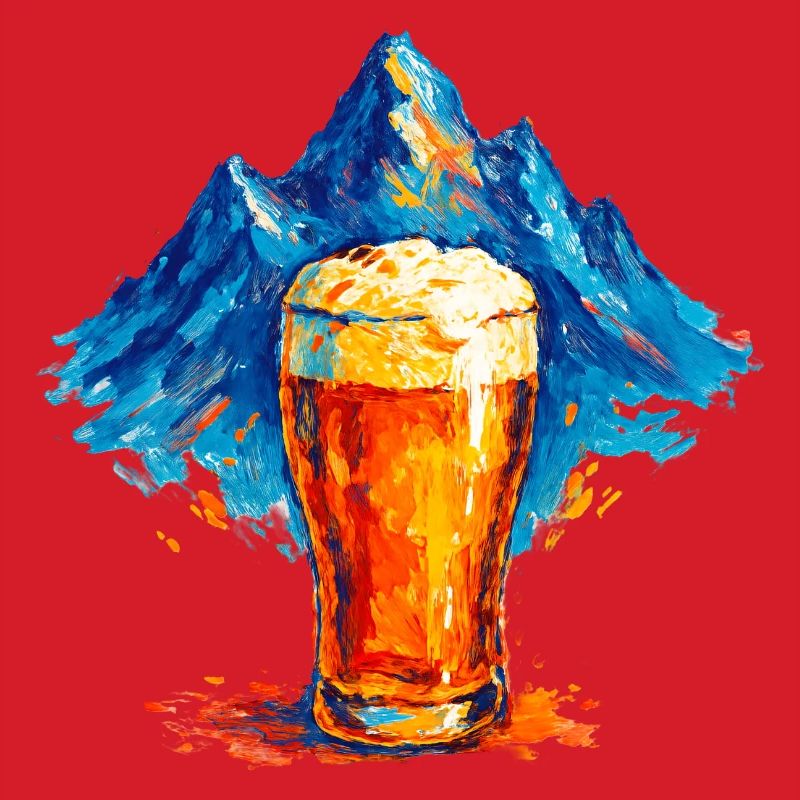 Bergkulisse mit Bierglas