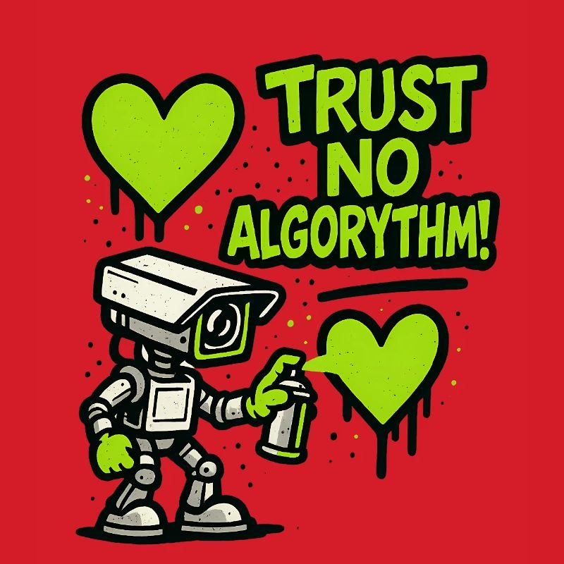 Robot with heart and anti-algorithm message