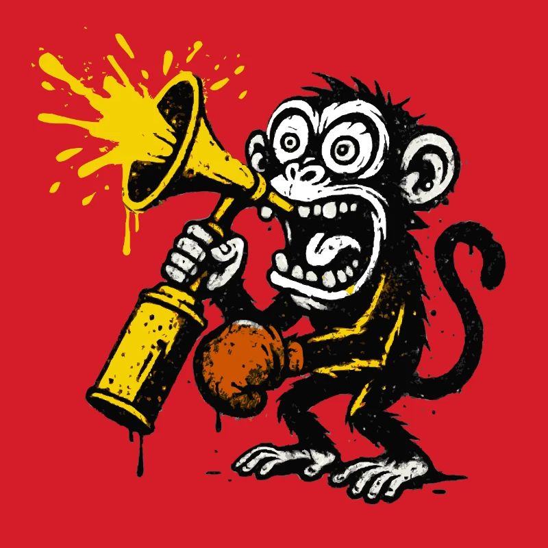 Expressive monkey with megaphone