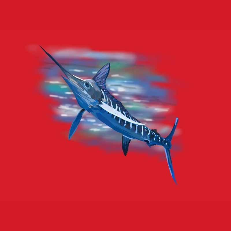Blauer Marlin im Aquarell