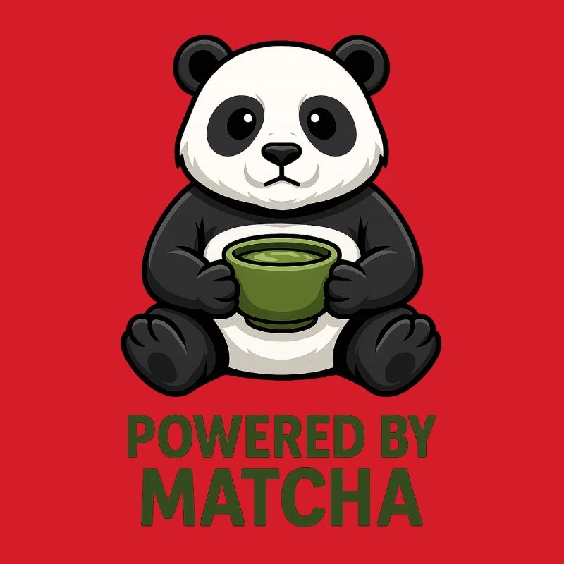 Panda mit Matcha-Becher