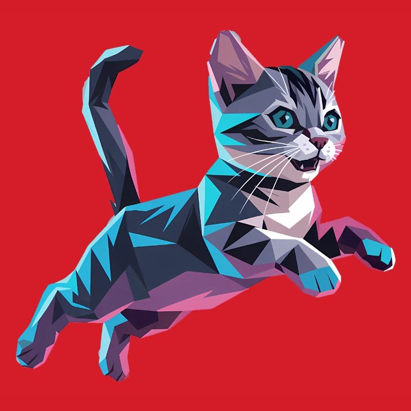 Kätzchen - Cooles Low-Poly-Logo
