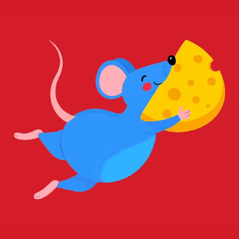Fröhliche blaue Maus & gelber Käse