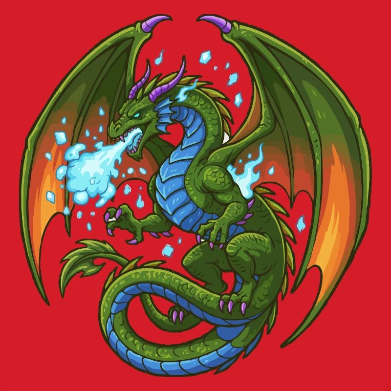Blaugrüner Drache Eisspucker