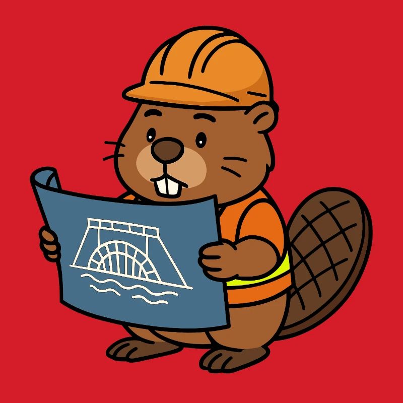 Beaver Construction Worker Bob Master Builder Plan Construction Dam