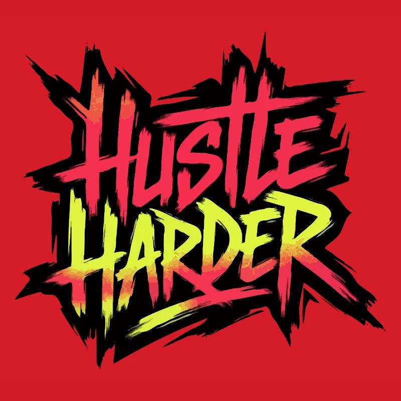 Hustle Harder Neon-Graffiti