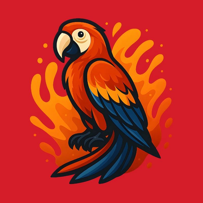 Feuerflammender Ara Papagei Illustration