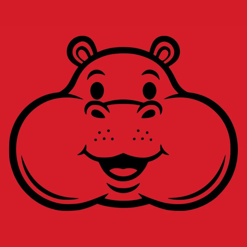 Laughing Hippo Head Face Comic Vector