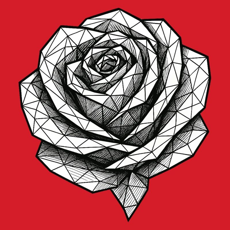 Geometric Rose Black & White