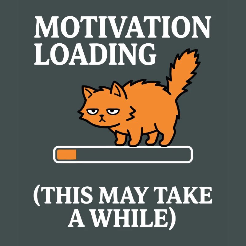 Motivation Loading Tired Cat with Loading Bar