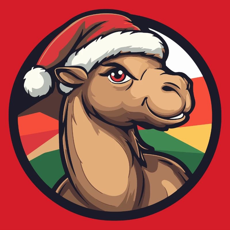 Kamel mit Weihnachtsmütze