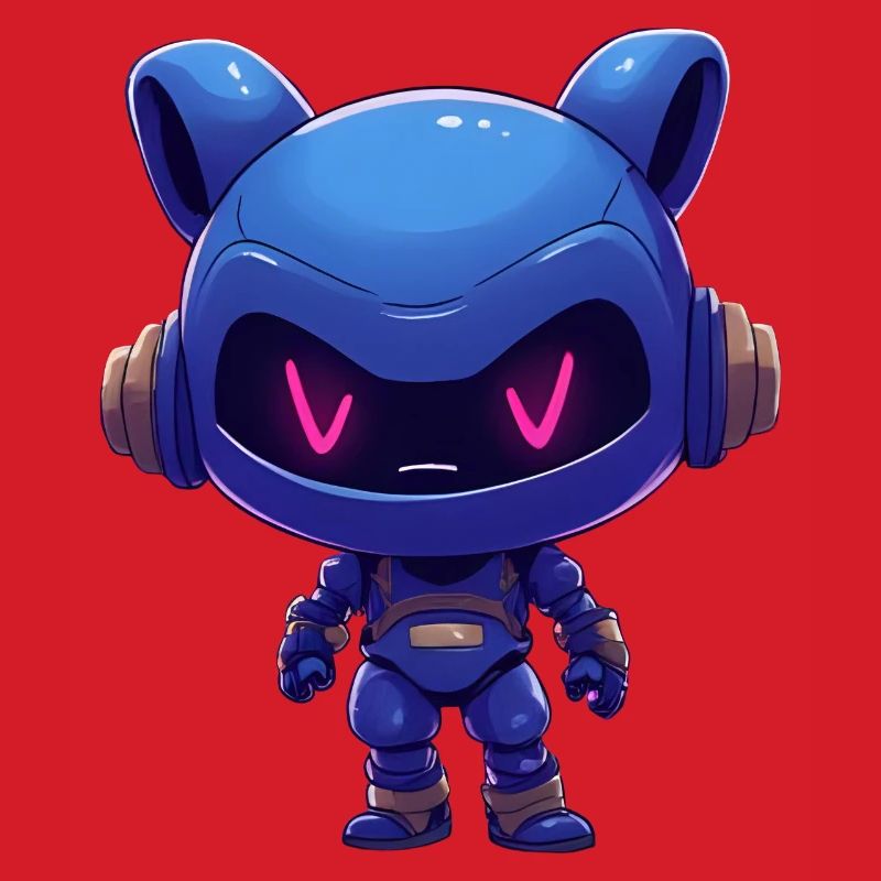 Neonblauer Roboterhelm