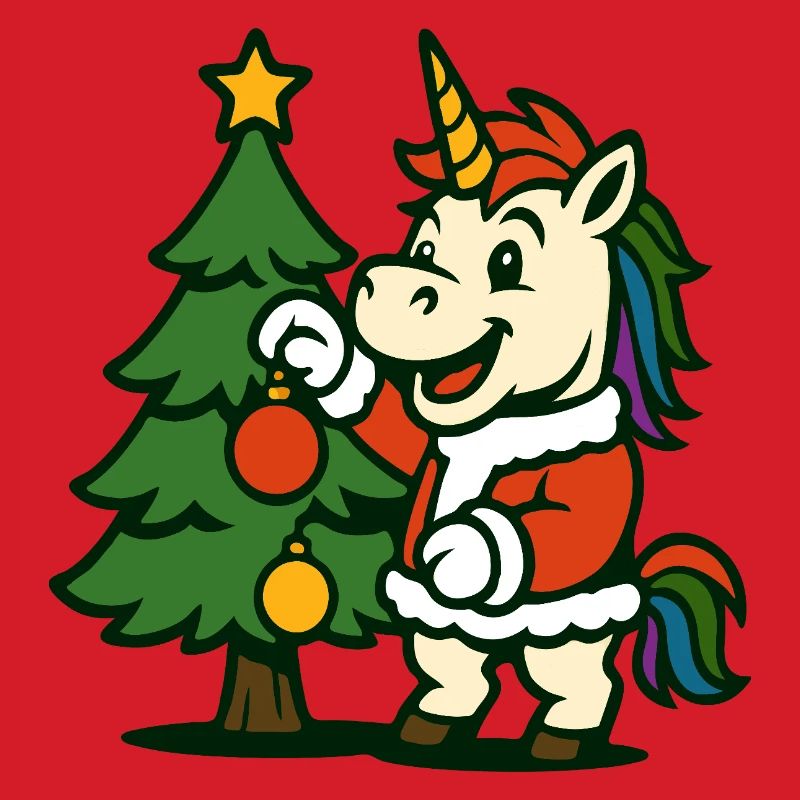 Weihnachts-Einhorn-Kunst schmückt Weihnachtsbaum