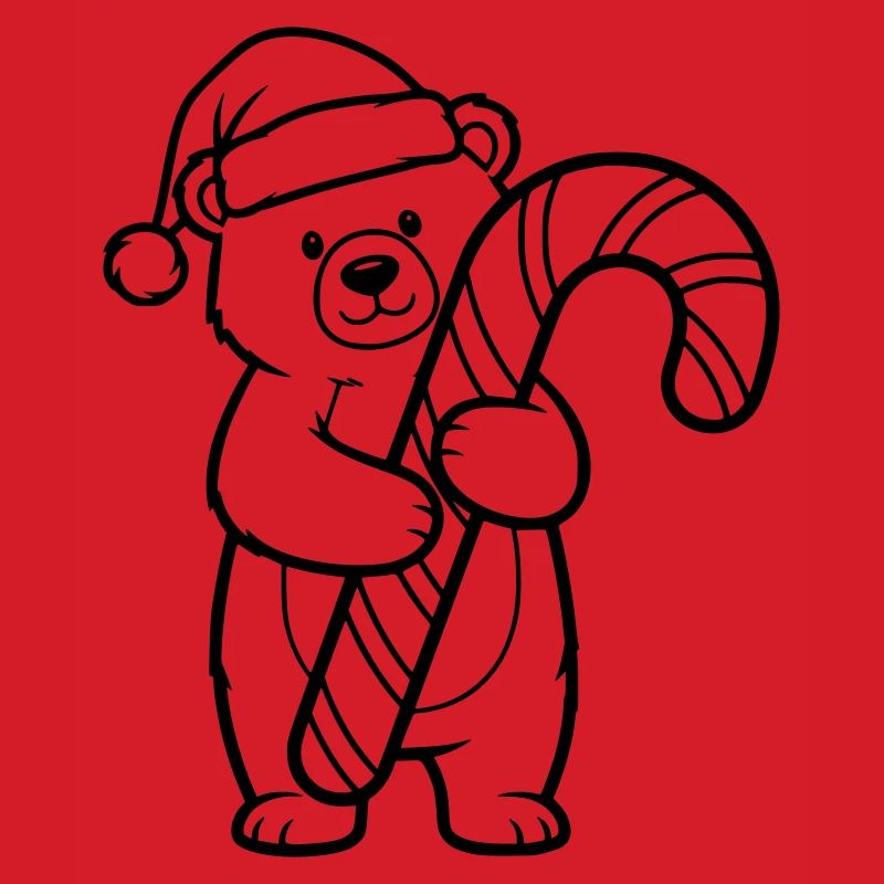 Cute Christmas Bear with Candy Cane