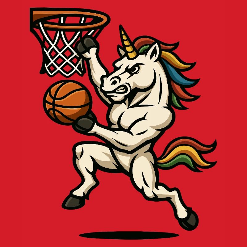 Regenbogen-Einhorn-Slam Dunk