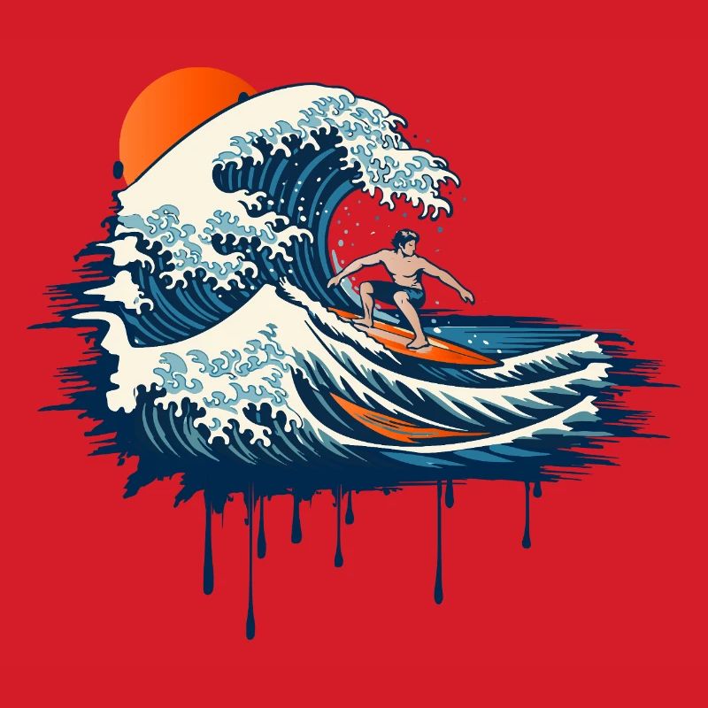 Dynamic Surf Illustration on Powerful Wave