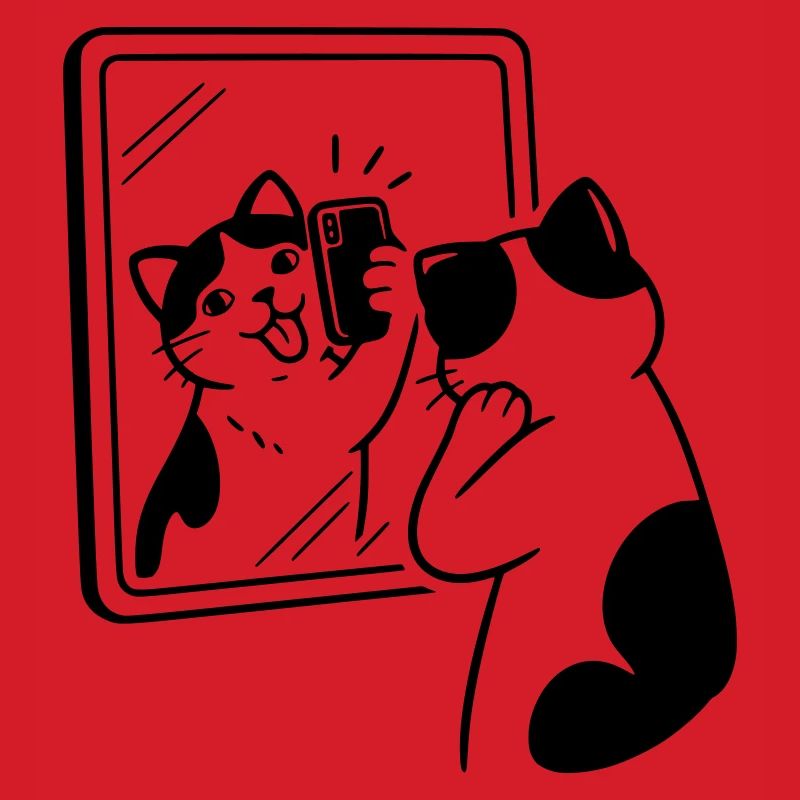 Selfie dans le miroir du chat