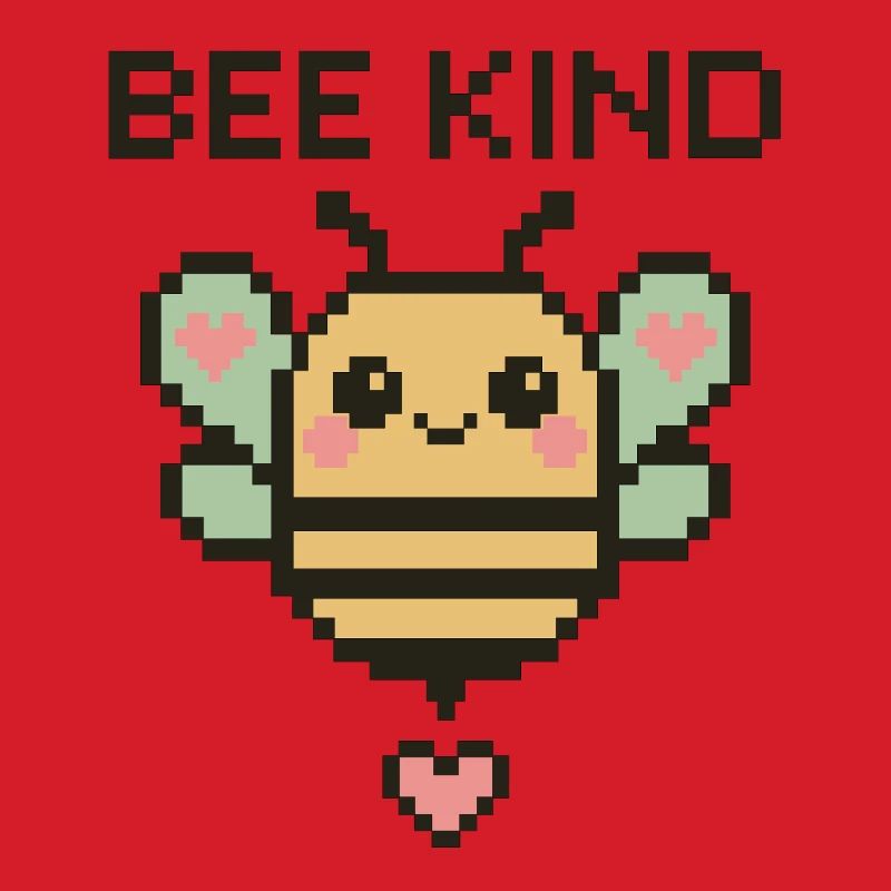 Bee Kind - Pixelbiene mit Herzchen