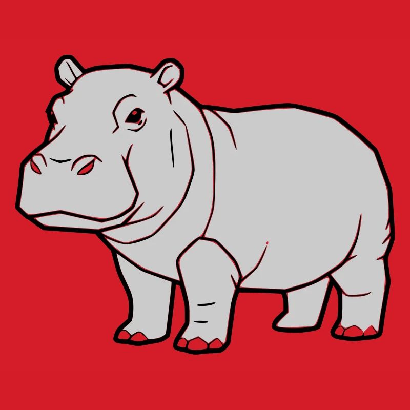 Nilpferd Stehend Comic Tier Zoo