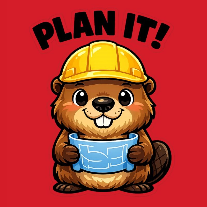 Bauheld Biber mit Plan