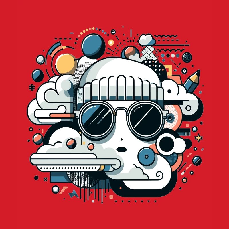 Clouds icon with sunglasses