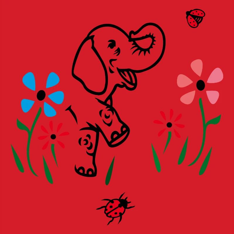 Elefant auf einer Blumenwiese