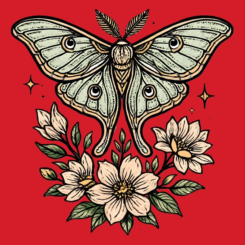 Moth with flower bouquet