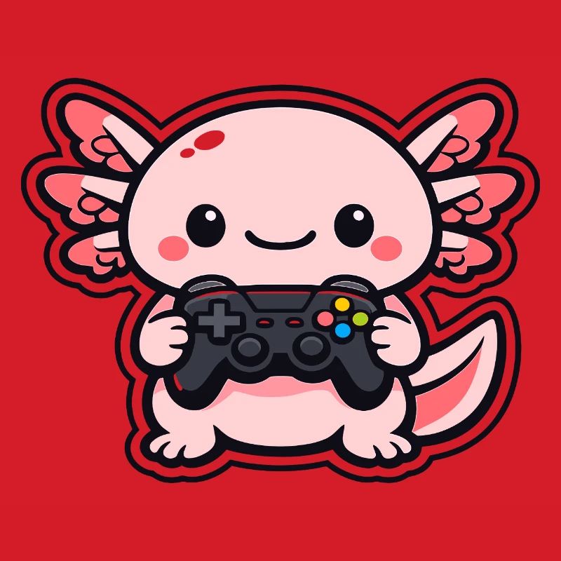 Kawaii axolotl mit Controller
