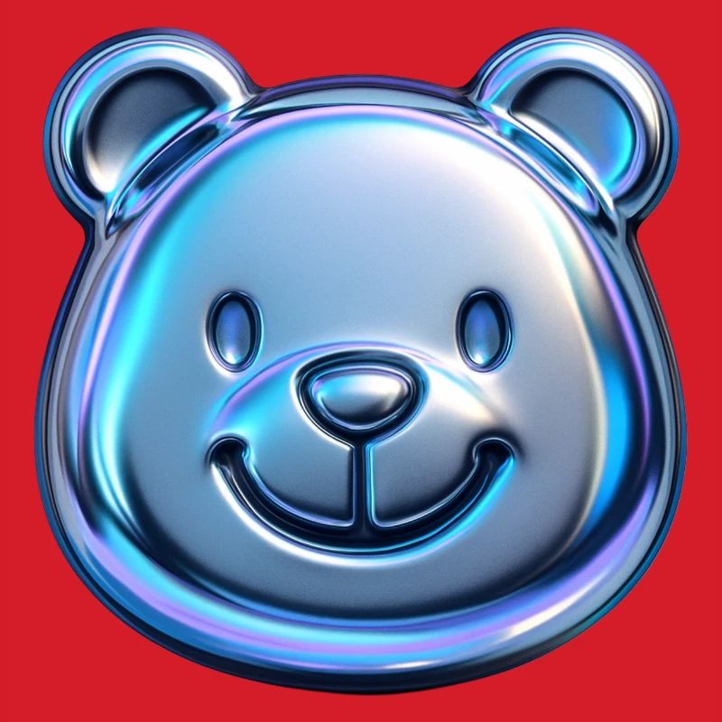 Cute bear with metallic reflections