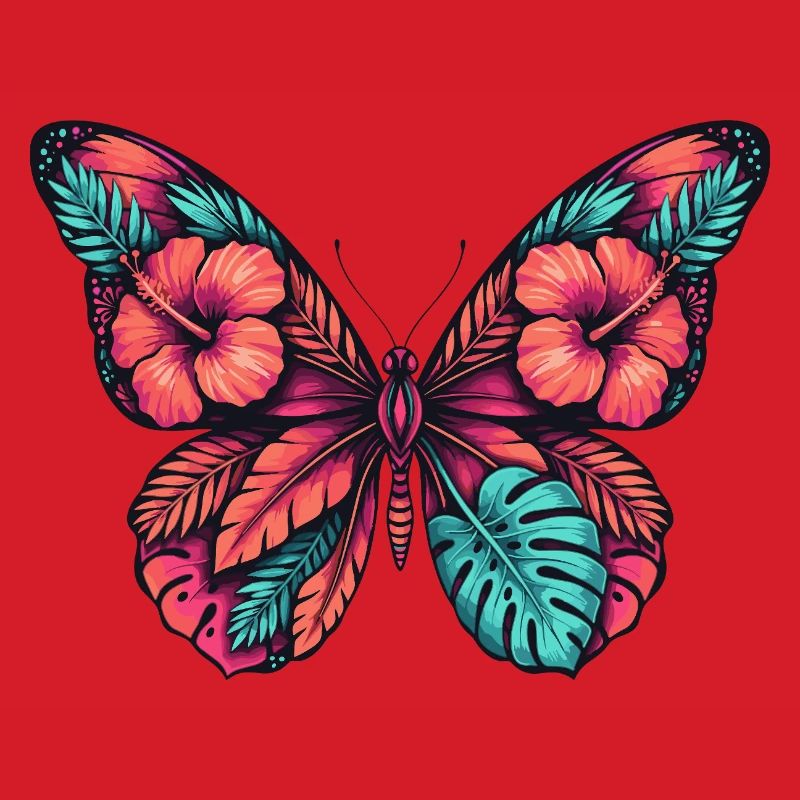 Tropical flower butterfly magic