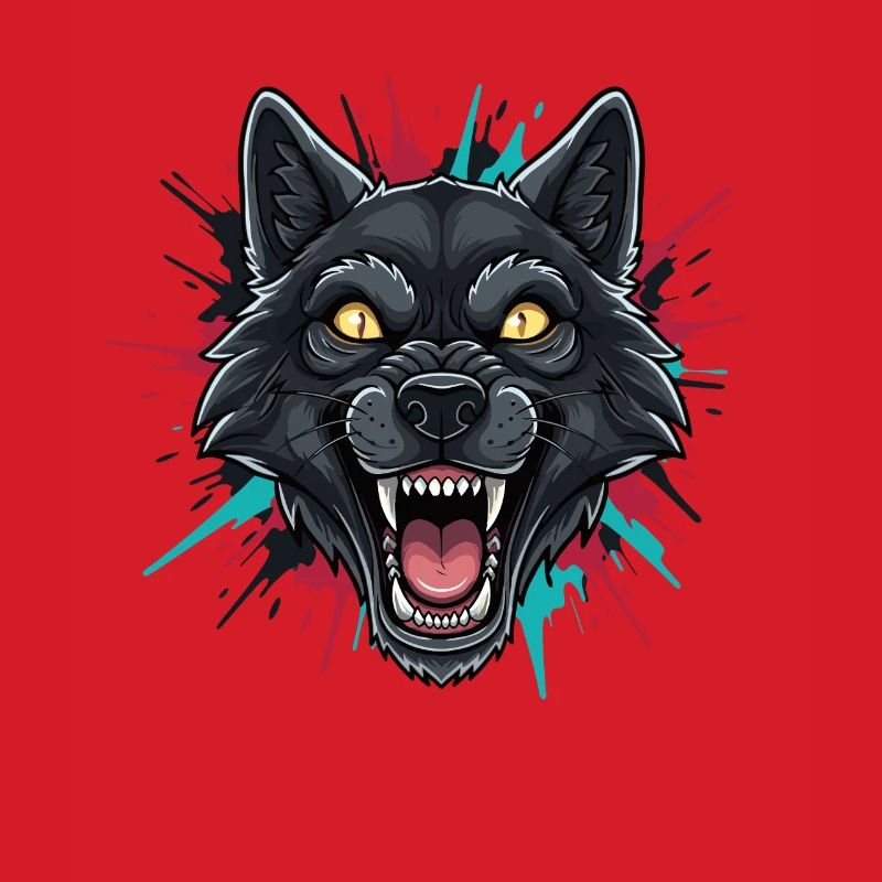 Neon-Wolfkopf Farbspritzer
