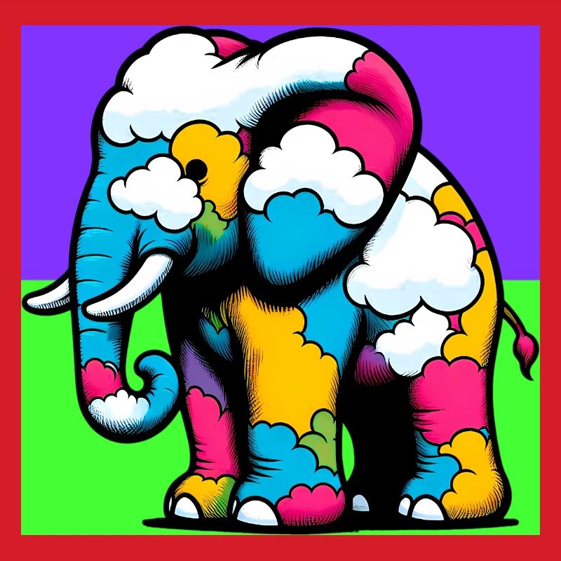 Elefant mit Wolke und Wolken