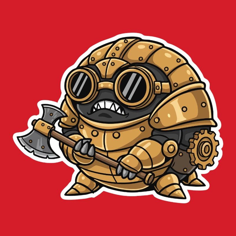 Sowbug Warrior Steampunk Axe Copper Armor
