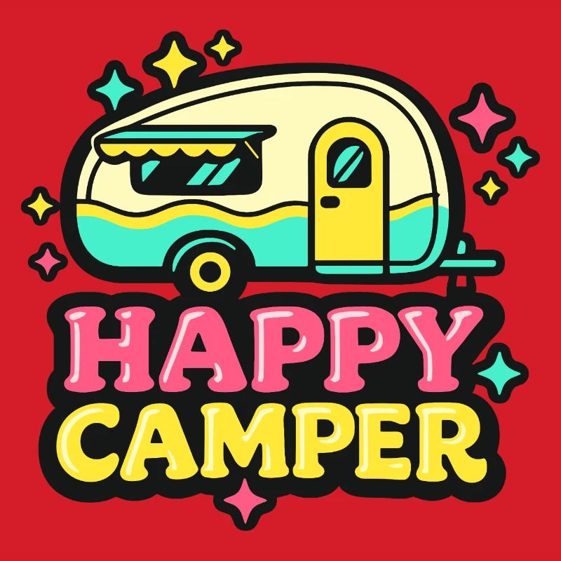 Fröhlicher Retro Camper