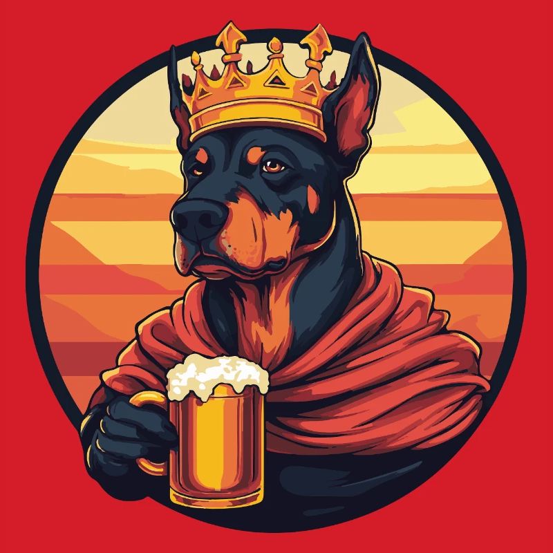 Dobermann Hund Bier Lustig