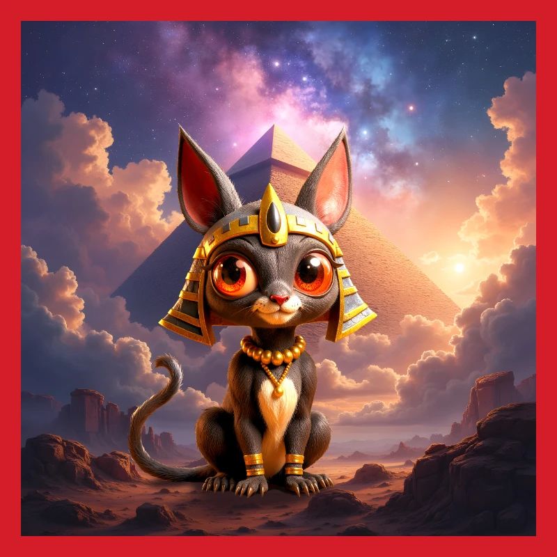 Pharaon Cat devant la pyramide