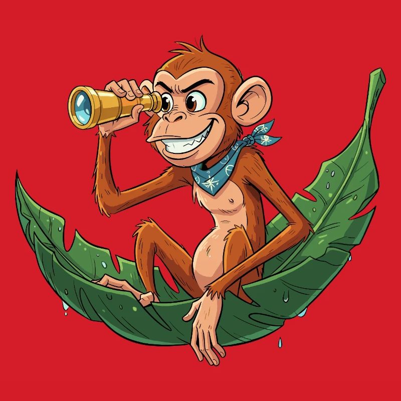 Adventure monkey with telescope