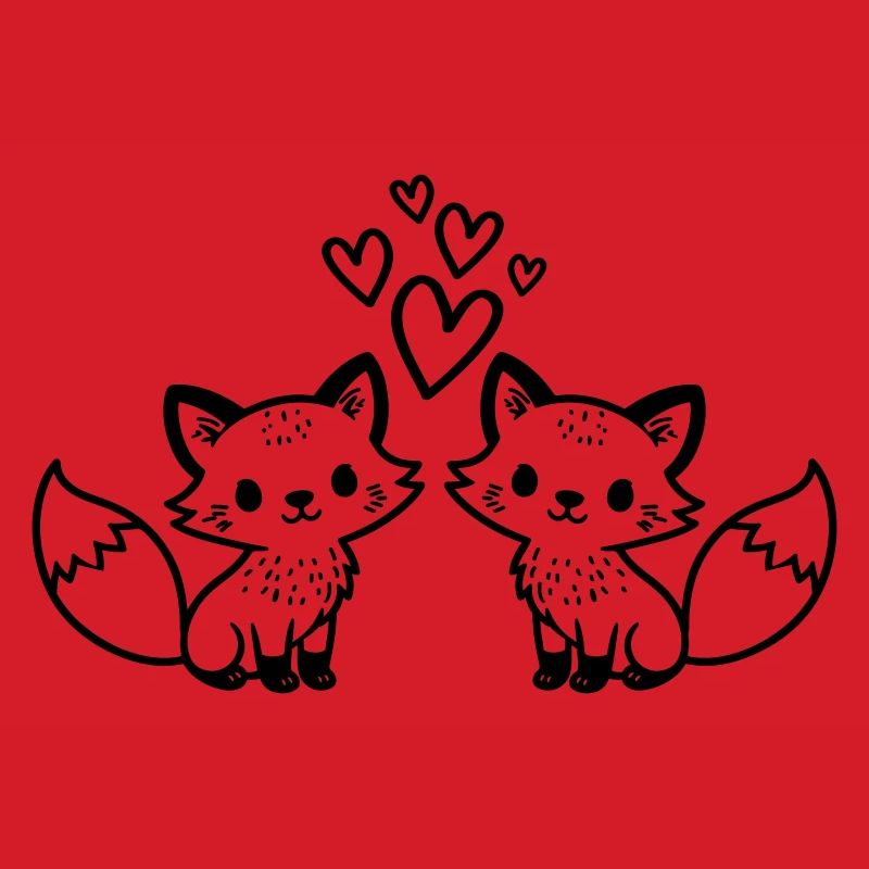 Fuchs Paar Herzen Liebe