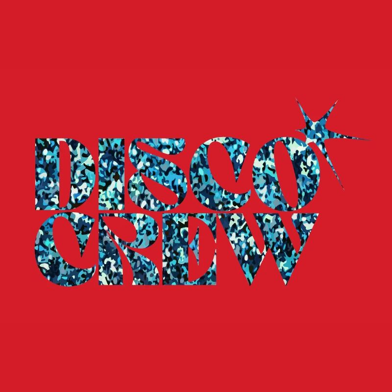 Disco Crew Glitter Blue Typographie