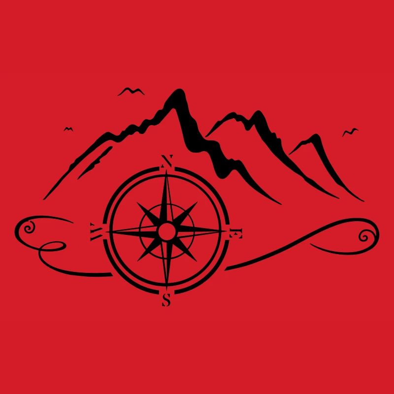 Mountains with compass